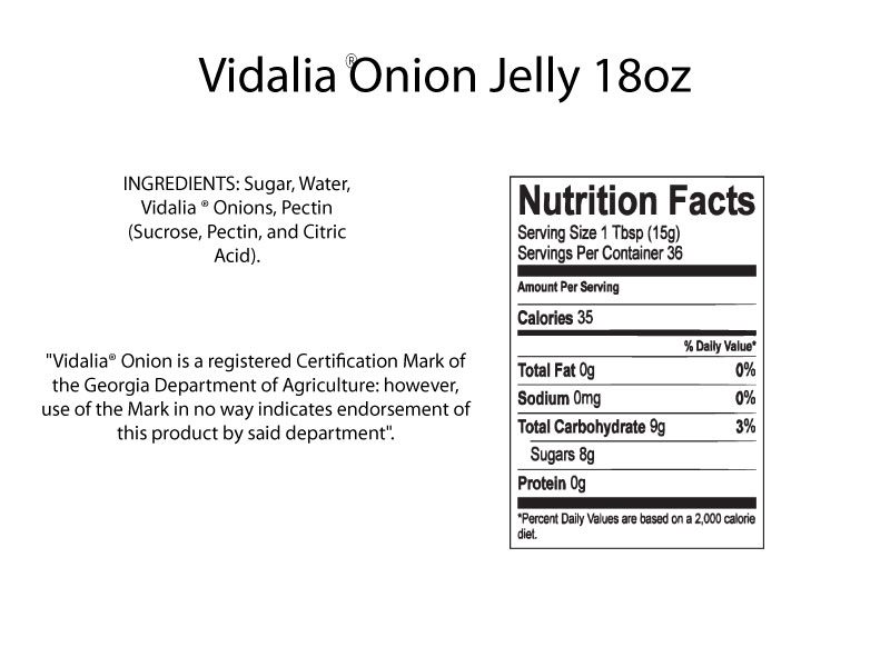 Vidalia Onion Jelly 18oz Hillside Orchard Farms