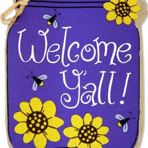 Two Group Flag Co - Flag Welcome Yall Jar Burlap Garden Friends Floral Firefly